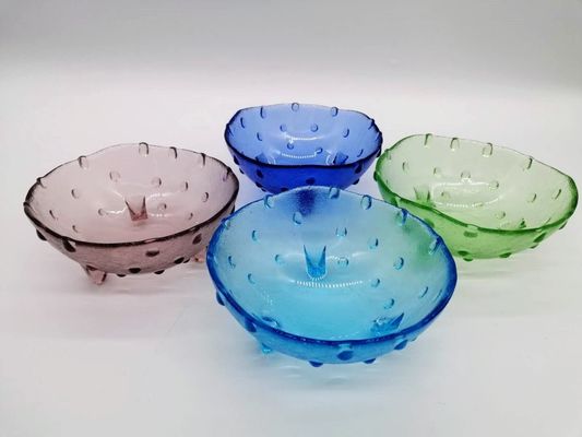 kualitas Unique 3 Feet Glass Charger Plates For Fruit And Dessert pabrik