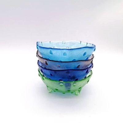 kualitas Unique 3 Feet Glass Charger Plates For Fruit And Dessert pabrik