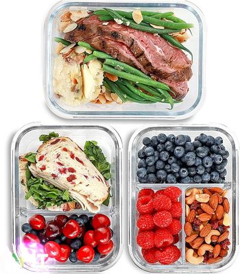 kualitas Borosilicate Pressed Glass Lunch Boxes With Locking Lids pabrik