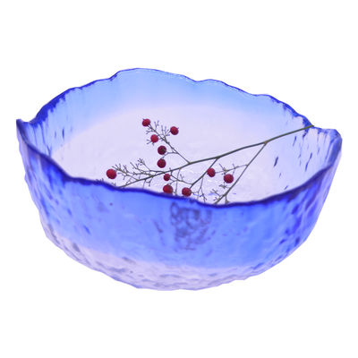 kualitas Hammered Pattern Irregular Shape Crystal Salad Serving Bowl pabrik