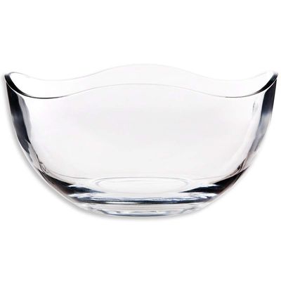 kualitas Transparent Durable Wave Rim Glass Charger Plates , Fruit Salad Glass Bowl pabrik