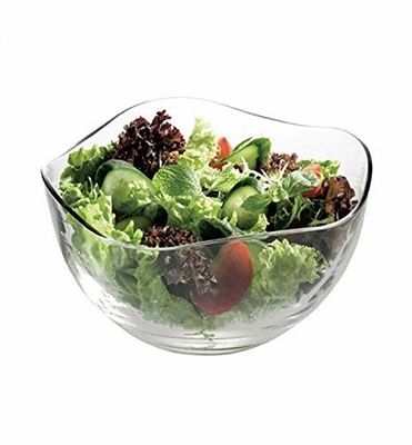 kualitas Transparent Durable Wave Rim Glass Charger Plates , Fruit Salad Glass Bowl pabrik
