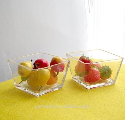 kualitas Transparent Square Shaped Glass Salad Bowl , Crystal Salad Bowl For Home pabrik