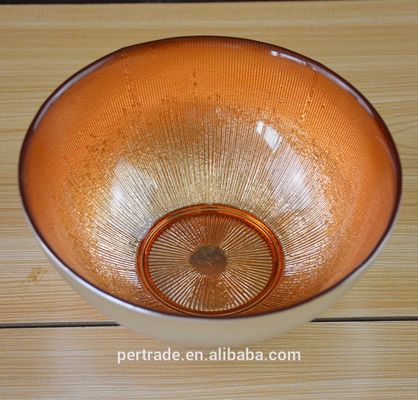 kualitas Silver Gold Decorated Glass Charger Plates For Salad Bowl pabrik