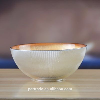 kualitas Silver Gold Decorated Glass Charger Plates For Salad Bowl pabrik