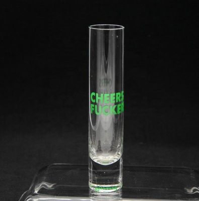 kualitas Long Sparkling Crystal Cocktail Glasses With Color Decal pabrik