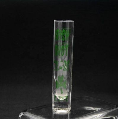 kualitas Long Sparkling Crystal Cocktail Glasses With Color Decal pabrik