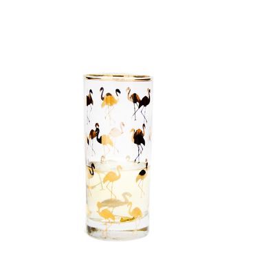 kualitas Golden Flamingo Printed Crystal Highball Glasses For Restaurant pabrik
