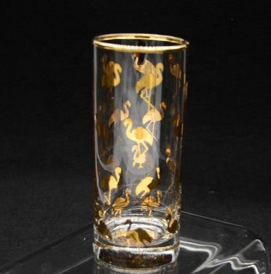 kualitas Golden Flamingo Printed Crystal Highball Glasses For Restaurant pabrik