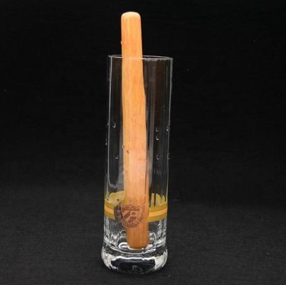 kualitas 8" Cylinder Crystal Cocktail Glasses With Wood Pestle pabrik