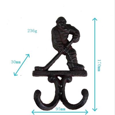 kualitas Ice Hockey Rustic Cast Iron Coat Hooks Cast Iron Crafts pabrik