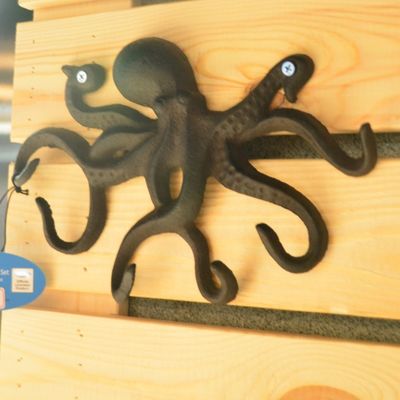 kualitas Wall Mounted Creative Octopus Cast Iron Hat Hooks pabrik