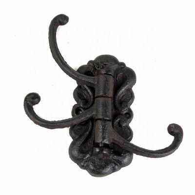 kualitas Vintage Black Iron Hooks Cast Iron Crafts For Entryway pabrik