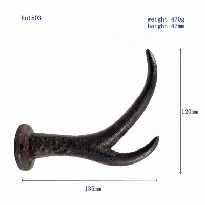 kualitas Deer Antler Cast Iron Wall Hooks Cast Iron Crafts Rust pabrik