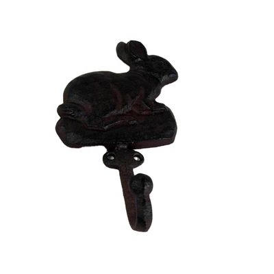 kualitas Antique Cute Rabbit Cast Iron Hat Hooks Cast Iron Crafts pabrik