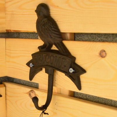 kualitas Antique Wall Mount Bird shape Black Iron Coat Hooks pabrik
