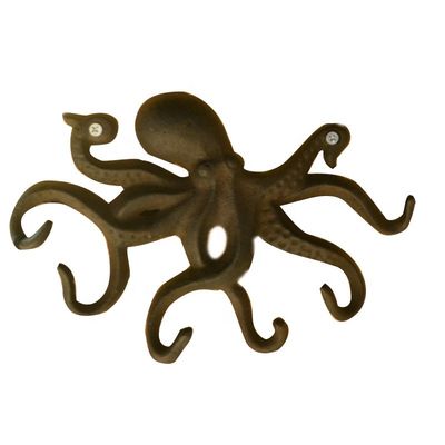 kualitas Wall Mounted Creative Octopus Cast Iron Hat Hooks pabrik