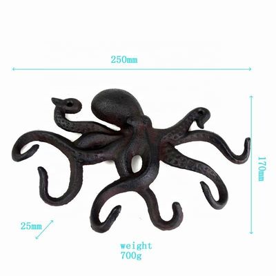 kualitas Wall Mounted Creative Octopus Cast Iron Hat Hooks pabrik
