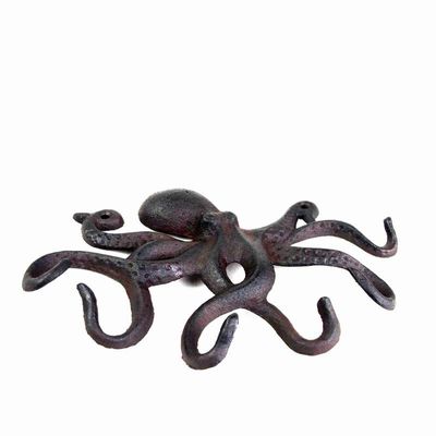 kualitas Wall Mounted Creative Octopus Cast Iron Hat Hooks pabrik