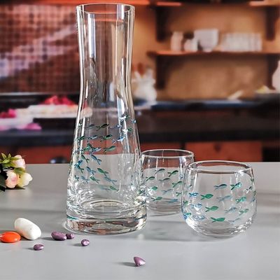 kualitas Engraved Color Paint Short Tumbler Glass For Beverage pabrik