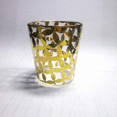 kualitas Gold Print High End Stemless Wine Glass Tumbler , Crystal Highball Glasses pabrik