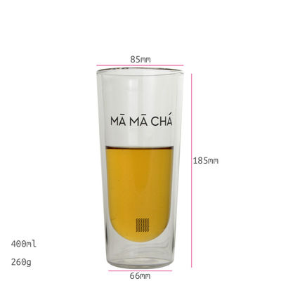 kualitas Double Wall Heat Resistant Round Tall Tumbler Glass pabrik