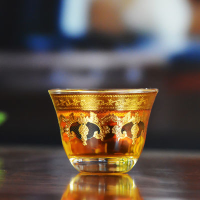 kualitas High End Luxury Gold Decal Decorated Tumbler Drinking Glasses pabrik