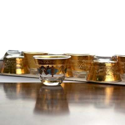 kualitas High End Luxury Gold Decal Decorated Tumbler Drinking Glasses pabrik