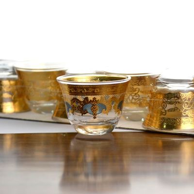 kualitas High End Luxury Gold Decal Decorated Tumbler Drinking Glasses pabrik