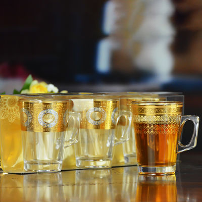 kualitas Golden Decorated Gold Decal Tumbler Drinking Glasses pabrik