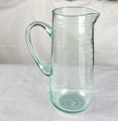 kualitas Recycle Green Spiraling Bubbles  Glass Water Pitcher , Large Glass Pitcher pabrik