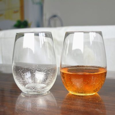 kualitas 500ml Transparent Stemless Whiskey Tumbler Glasses , Wine Glass Tumbler pabrik
