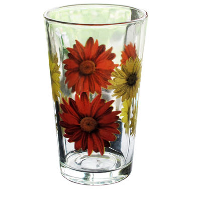kualitas Silk Printed Blooming Daisy 16 Oz Highball Glasses pabrik