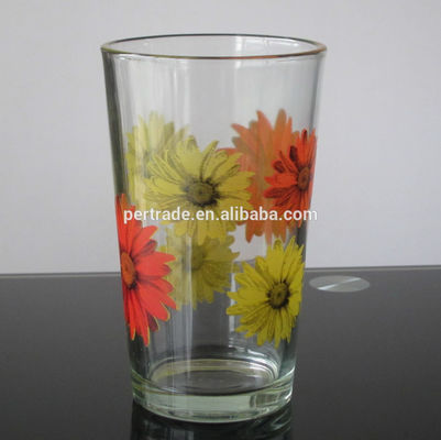 kualitas Silk Printed Blooming Daisy 16 Oz Highball Glasses pabrik