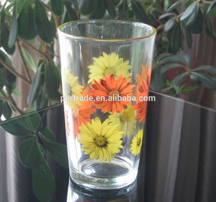 kualitas Silk Printed Blooming Daisy 16 Oz Highball Glasses pabrik