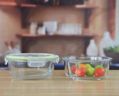 kualitas Two Pots Borosilicate Clear Glass Storage Jars , Glass Bowls With Lids pabrik