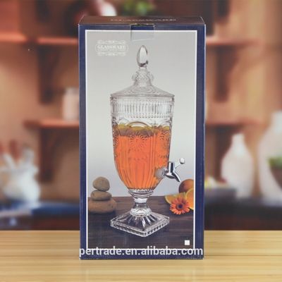 kualitas Deep Cutted Engraved 5l Glass Jar With Lid . Glass Food Storage Jars pabrik