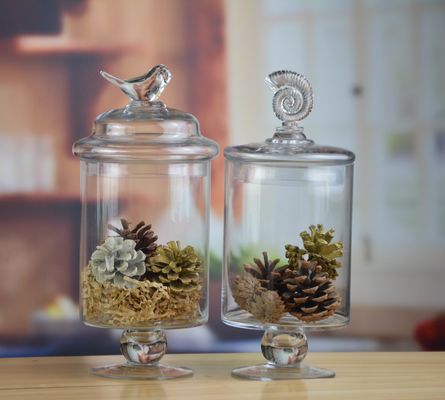kualitas Bird Handle Glass Canister With Lid pabrik