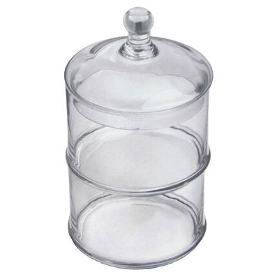 kualitas Handblown 3 Layer Stackable Storage Jars With Lids pabrik