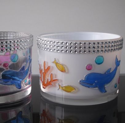 kualitas Handpainted Votive Candle Holders With Ocean Fish Pattern pabrik