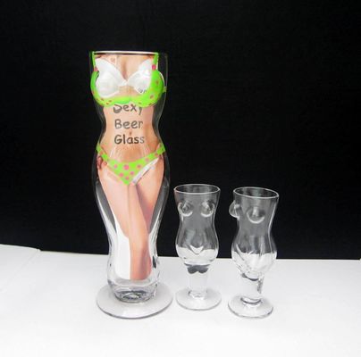 kualitas Handmade Bikini Beauty Shaped LFGB Unique Shot Glasses pabrik