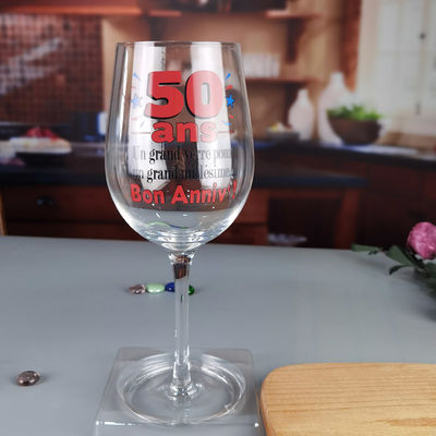 kualitas Clear 1 Litre Giant Wine Glass With Anniversary Decor pabrik