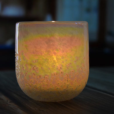 kualitas Iridescent Votive Glass Candle Holders Half Rough Sands Surface pabrik