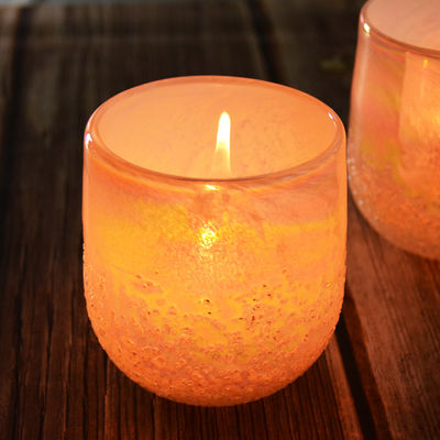 kualitas Iridescent Votive Glass Candle Holders Half Rough Sands Surface pabrik