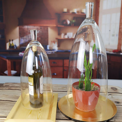 kualitas Transparent Lead Free Handled 21" Glass Dome Cloche pabrik