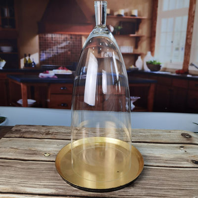 kualitas Transparent Lead Free Handled 21" Glass Dome Cloche pabrik
