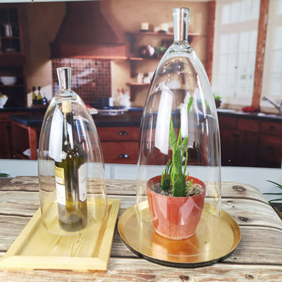 kualitas Transparent Lead Free Handled 21" Glass Dome Cloche pabrik