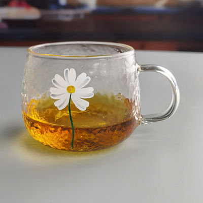 kualitas Borosilicate Hammered Texture Tumbler Drinking Glasses With Golden Rim pabrik