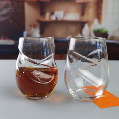 kualitas Twisted Swirling Crystal Red Wine Glasses 250ml Stemless pabrik