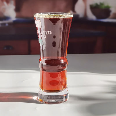 kualitas Highball Drinking Cocktail Crystal Glasses Handblown With Color Logo pabrik